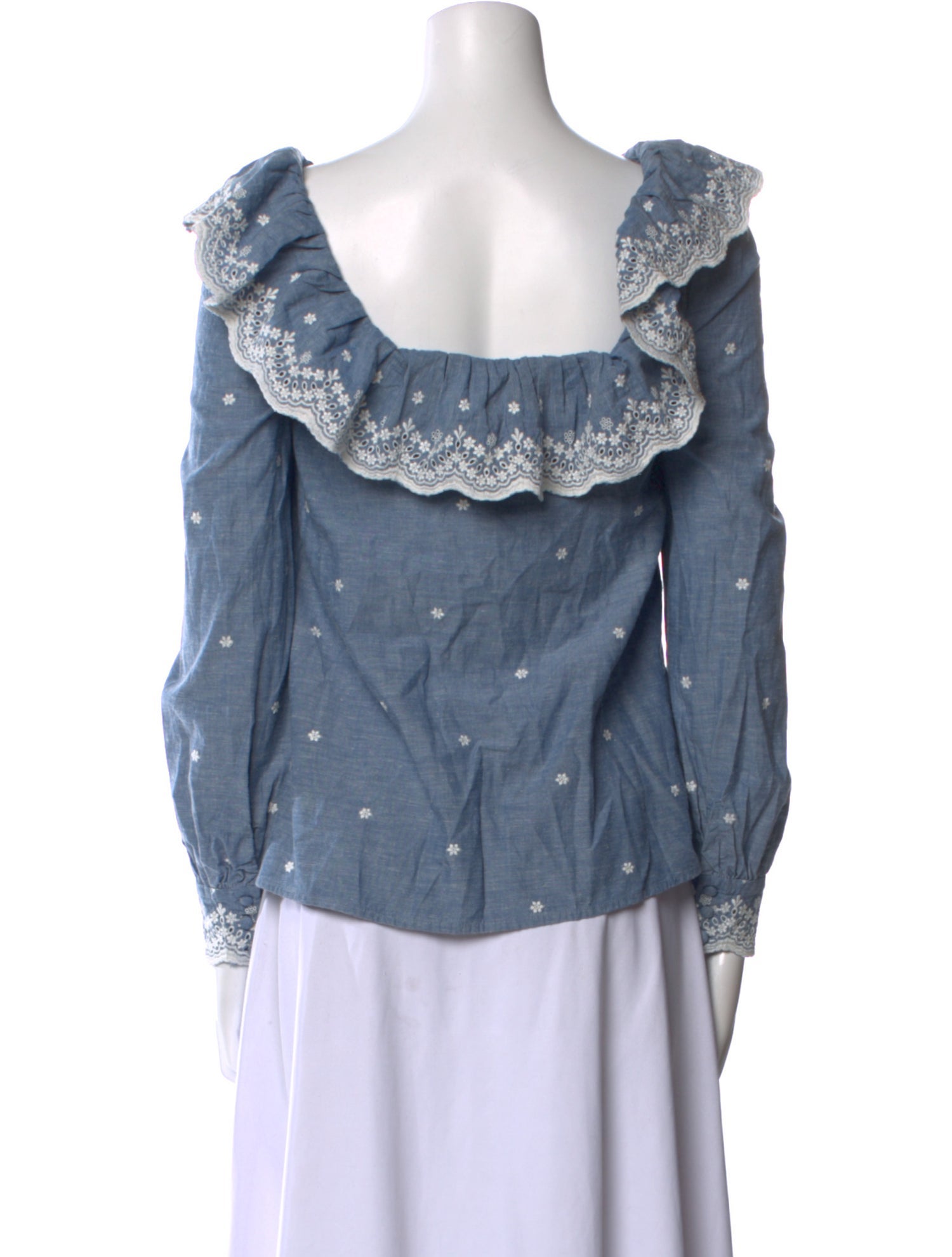 Sézane Square Neckline Long Sleeve Blouse